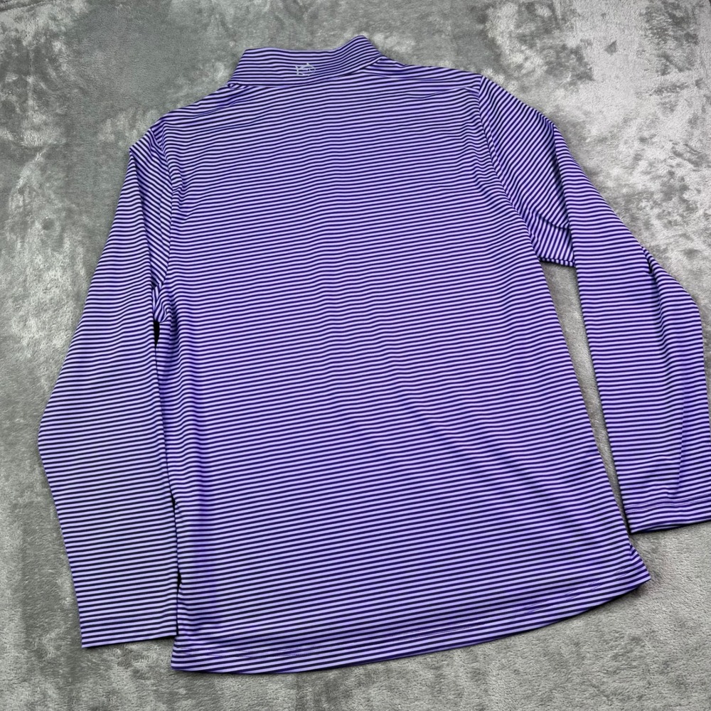 Southern Tide TCU Horned Frogs 1/4 Zip Pullover Men L Purple Striped Performance - Picture 3 of 9